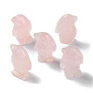 Natural Rose Quartz Carved Healing Penguin Figurines, Reiki Energy Stone Display Decorations, 12.5~13x18~18.5x26.5~27mm(G-B062-08E)