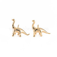 Brass Pendants, Nickel Free, Dinosaur, Real 18K Gold Plated, 13.5x14x5mm, Hole: 1.4mm(KK-S356-601-NF)