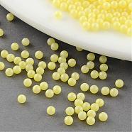 ABS Plastic Imitation Pearl Beads, Matte Style, No Hole, Round, Yellow, 3mm, about 10000pcs/bag(SACR-S849-3mm-07)
