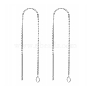 925 Sterling Silver Stud Earring Findings, Ear Threads, Box Chains, Platinum, 68~70x0.65mm, Hole: 1~2mm(STER-E051-B-01P)