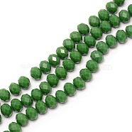 Glass Faceted Beads Strands, Oval, Green, 10x8mm, Hole: 1.4mm, about 69~70pcs/strand, 20.87''~21.26''(53~54cm)(GLAA-SZC0003-03C)