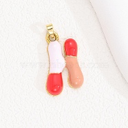 Alloy Enamel Pendants, Letter Charm, Golden, Letter H, 24x15x4mm, Hole: 3.5x2.5mm(ENAM-S023-01G-H)