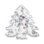 Christmas Theme Opaque Printed Acrylic Pendants, Christmas Tree, White, 37.5x35.5x2.5mm, Hole: 1.5mm(SACR-Z005-02E)