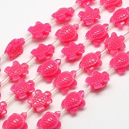 Synthetic Coral Beads Strands, Dyed, Tortoise, Deep Pink, 15x12x7mm, Hole: 2mm, about 22pcs/strand, 11.5 inch(CORA-L020-A-10)