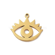 304 Stainless Steel Pendants, Laser Cut, Eye Charm, Golden, 15x17x1mm, Hole: 1.2mm(STAS-R226-01G)