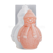 Scented Candle Molds, Christmas Snowman Silicone Molds, White, 70x59x101mm, Inner Diameter: 44x44mm(DIY-Q029-02B)