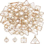 CHGCRAFT 80Pcs 4 Style ABS Plastic Imitation Pearl Pendants, with UV Plating Acrylic Findings, Light Gold, Mixed Shape, Creamy White, 16~26x12~24x6~10mm, Hole: 1.5mm, 20pcs/style(PACR-CA0001-11)