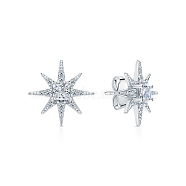 925 Silver Micro Pave Clear Zircon Star Stud Earrings (RX7254)
