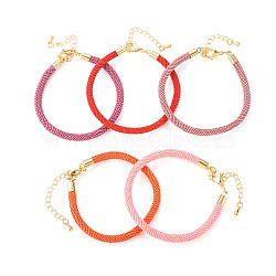 10Pcs 5 Colors 4.5MM Round Nylon Milan Cord Bracelet Making, with Brass Findings and 202 Stainless Steel Lobster Claw Clasps, Golden, Mixed Color, 6.85 inch(17.4cm), 2pcs/color(BJEW-TA0001-24D)