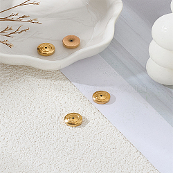 4Pcs 304 Stainless Steel Ear Nuts, Flat Round Ear Backs, Real 18K Gold Plated, 8x3mm, Hole: 0.8mm(STAS-LP0004-04G)