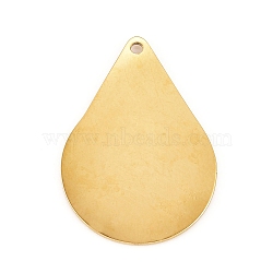304 Stainless Steel Pendants, Manual Polishing, Stamping Blank Tag, Laser Cut, Teardrop, Golden, 35x25x0.8mm, Hole: 1.2mm(STAS-L238-084A-G)