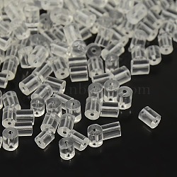 Plastic Ear Nuts, Earring Backs, Clear, 3x3mm, Hole: 0.3mm, about 8000pcs/bag(FIND-R008-3x3mm)