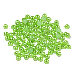 ABS Plastic Cabochons, Imitation Pearl, Half Round, Light Green, 3x1.5mm, about 10000pcs/bag(OACR-S012-3mm-Z7)