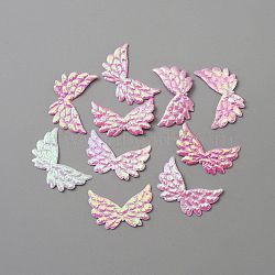 Non-Woven Fabric Ornament Accessories, Iridescent Embossed Angel Wing, Pearl Pink, 22x35x0.7mm(DIY-WH0043-30B)