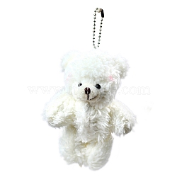 Cute Plush Cloth Bear Pendant Decoration, for Keychain Backpack Ornaments, White, 120mm(PW-WG7A0BA-01)