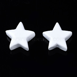 Spray Painted Brass Charms, Star, White, 10x10.5x5.5mm, Hole: 2mm(KK-Q252-004J)