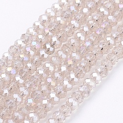 Electroplate Glass Beads Strands, AB Color Plated, Faceted, Rondelle, Antique White, 2.9~3.3x2mm, Hole: 0.8mm, about 145~150pcs/strand, 34~35cm(EGLA-F003-C13)