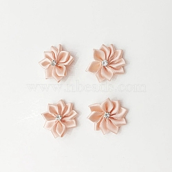 Polyester Rhinestones Flower for Ornament Appliques DIY Wedding, Misty Rose, 28~30x10mm(FIND-WH20001-76D)