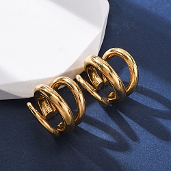 Triple C-Shaped 304 Stainless Steel Cuff Earrings, Non Piercing Earrings for Women, Real 18K Gold Plated, 19.5x20mm(EJEW-A131-04D-G)