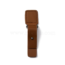 PU Imitation Leather Sew on Toggle Buckles, Tab Closures, Cloak Clasp Fasteners, with Zinc Alloy & Iron Finding, Saddle Brown, 10.8x1.9~2.7x1cm(FIND-WH0114-35B)