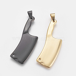 304 Stainless Steel Big Pendants, Kitchen Knife, Mixed Color, 52.5x19x2.5mm, Hole: 2mm and 4x6mm(STAS-F197-03)