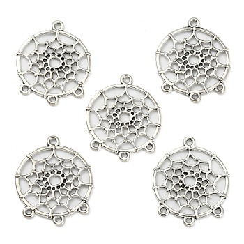 Tibetan Style Spider Web Alloy Chandelier Components Links, Cadmium Free & Lead Free, Silver, 34x28x2mm, Hole: 2mm, about 380pcs/1000g