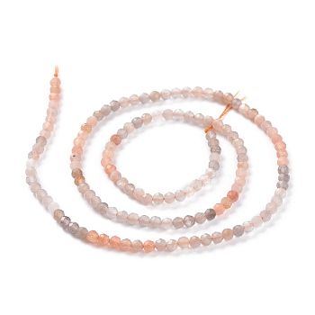 Natural Sunstone Beads Strands, Gradient Color, Round, Faceted, 3mm, Hole: 0.7mm, about 140pcs/strand, 15.35inch(39cm)