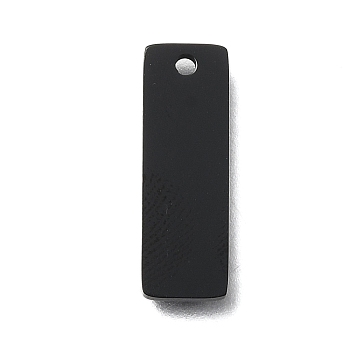 Ion Plating(IP) 304 Stainless Steel Mirror Polished Finish Stamping Blank Tag Charms, Laser Cut, Rectangle Charm, Black, 18x6x1.5mm, Hole: 1.2mm