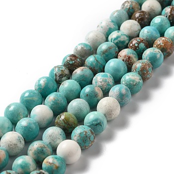 Natural Magnesite Beads Strands, Dyed & Heated, Round, Turquoise, 8mm, Hole: 1.2mm, about 49~52pcs/strand, 15.51~15.67''(39.4~39.8cm)