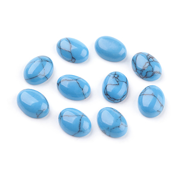 Synthetic Blue Turquoise Cabochons, Oval, 8x6x2.5mm