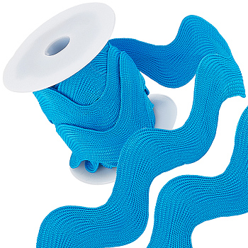 5 Yards Polyester Ribbon Patches, Hollow Trim for Curtain Clothes Accessories, Dodger Blue, 30mm