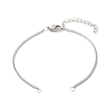 316 Surgical Stainless Steel Box Chains Bracelet Making, with 304 Stainless Steel Jump Rings & Lobster Claw Clasps & Ends Chains, Stainless Steel Color, 15.9x0.1x0.1cm