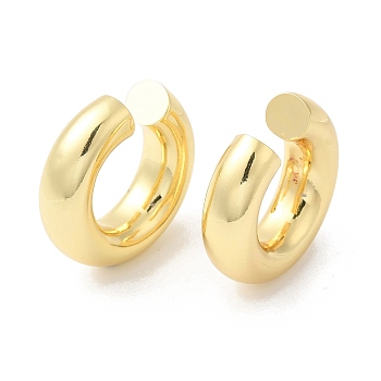 Rack Plating Brass Round Cuff Earrings, Long-Lasting Plated, Cadmium Free & Lead Free, Real 18K Gold Plated, 26x27x7.5mm