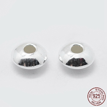 925 Sterling Silver Corrugated Spacer Beads, Saucer Beads, Silver, 5x2.5mm, Hole: 1mm, about 39~41pcs/5g