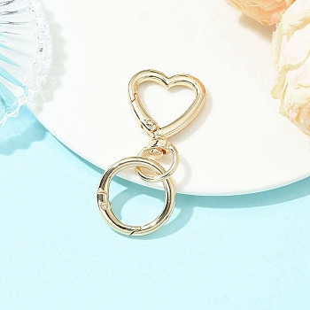 Alloy Swivel Clasps, Heart, with Spring Gate Rings, Golden, 62mm