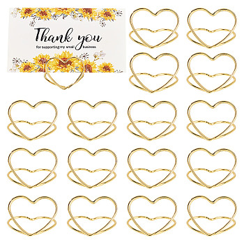 20Pcs Mini Iron Place Card Holders, Cute Table Card Holders, for Wedding, Parties, Heart, Golden, 25~29x29~31x24~26mm
