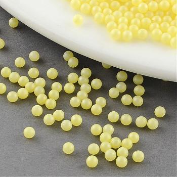 ABS Plastic Imitation Pearl Beads, Matte Style, No Hole, Round, Yellow, 3mm, about 10000pcs/bag