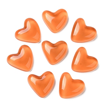 Translucent Resin Cabochons, Heart, Coral, 24x25.5x8mm