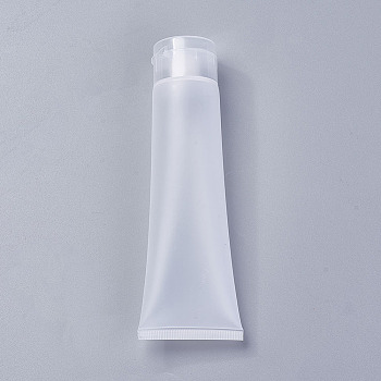 PE Plastic Refillable Flip Top Cap Bottles, with PP Plastic Lids, Travel Portable Squeeze Makeup Hoses, Facial Cleanser Tube, Face Cream Container, White, 15.8x3.3cm, Capacity: 100ml