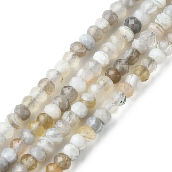 Natural Botswana Agate Beads Strands, Faceted, Rondelle, 3x2mm, Hole: 0.8mm, about 196pcs/strand, 15.35 inch(39cm)