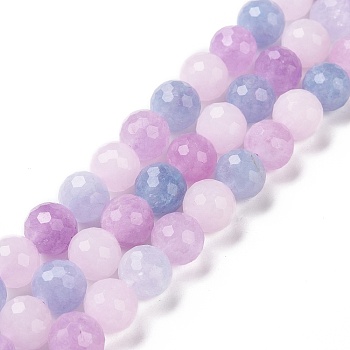 Natural Aquamarine & Rose Quartz & Amethyst Beads Strands, Faceted, Round, 8x8mm, Hole: 1mm, about 49pcs/strand, 15.35''(39cm)