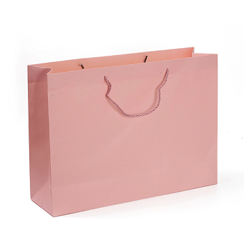 Kraft Paper Bags, Gift Bags, Shopping Bags, Wedding Bags, Rectangle with Handles, Pink, 35x48x14.2cm