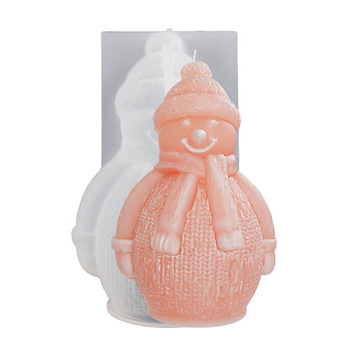 Scented Candle Molds, Christmas Snowman Silicone Molds, White, 70x59x101mm, Inner Diameter: 44x44mm