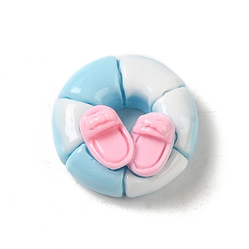 Summer Beach Theme Opaque Resin Decoden Cabochons, Swimming Ring, 24x18mm