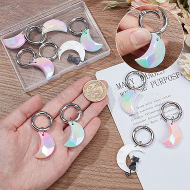 6Pcs 6 Style Moon Acrylic Pendant Shoe Charms(HJEW-DR00002)-3