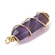 Natural Amethyst Copper Wire Wrapped Pointed Pendants(PALLOY-JF02462-02)-3