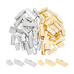 60Pcs 6 Style 304 Stainless Steel Ribbon Crimp Ends, Golden & Stainless Steel Color, 6~8x10~20x5mm, Hole: 1.2~1.4x0.5mm, 10pcs/style(STAS-UN0055-92)