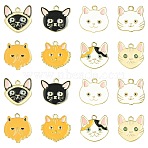 32Pcs 8 Styles Cat Shape Alloy Enamel Pendants, Golden, Mixed Color, 17.5~22.5x17.5~20x1.5mm, Hole: 1.6~1.8mm, 4pcs/style(ENAM-CJ0007-40)