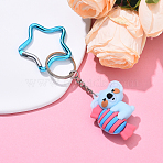 PVC Plastic Keychains, with Star Aluminum Alloy Key Clasps, Platinum, Koala, Candy, Cerise, 137mm(KEYC-YW00197-01)