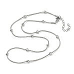 201 Stainless Steel Snake Chain Necklaces, Stainless Steel Color, 17.76x0.47 inch(45.1x1.2cm)(NJEW-R266-04P-1)